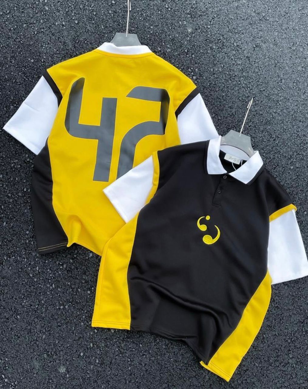Oversized Colorblock Polo Shirt with 42 Print - Alo Style Streetwear Jersey - Image 5